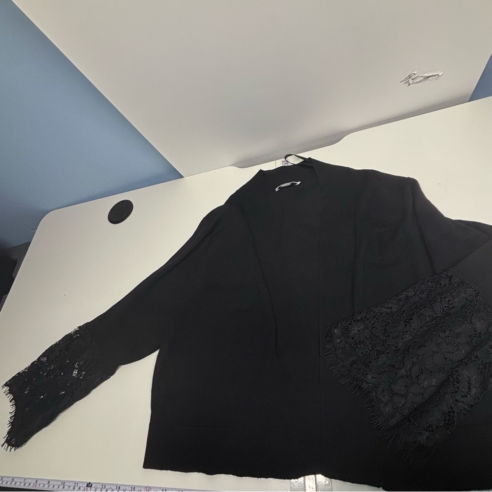 Calvin Klein | Black Lace Cuff Open-Front Shrug Bolero cardigan size XL - Picture 3 of 5